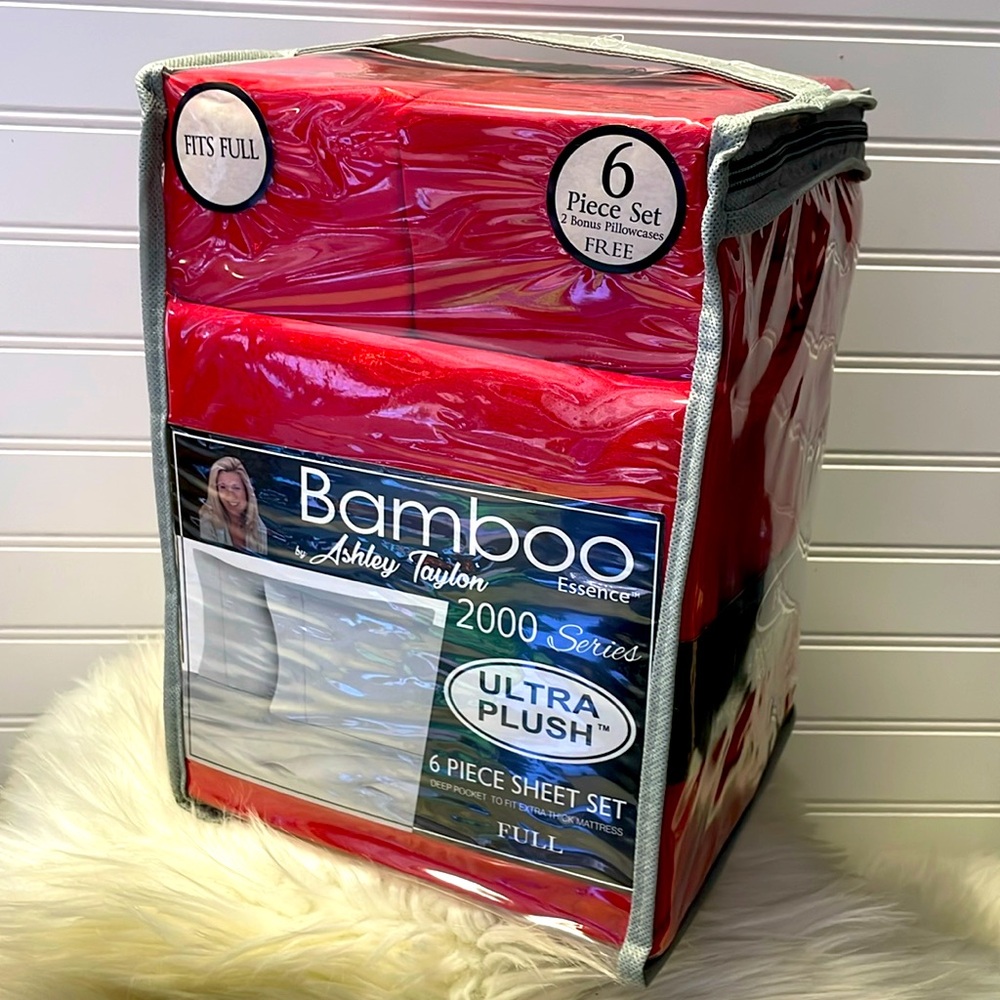 Bamboo Essence Full Size  Red-  6 Piece Sheet Set